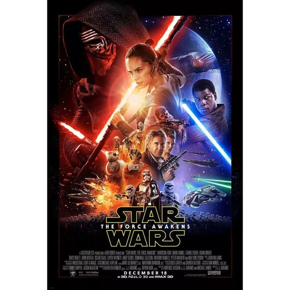 Star Wars Episode VII The Force Awakens Original Double Sided Movie Poster